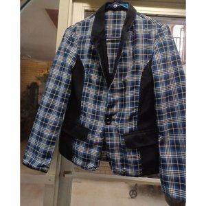 KN Women's Blazer Long Sleeve Small Blue Black White